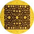 thumbnail image 1 of Ahgly Company Indoor Round Oriental Yellow Traditional Area Rugs, 3' Round, 1 of 4