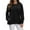 Black, variant on WTOBBY Women's Button Hem Slit Hoodie, Solid Color Casual Pullover, Long Sleeve Round Neck Top with Side Vent Design and Modern Street Style,Army Green L