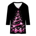 thumbnail image 4 of Joau Women's Ugly Christmas Shirts Glitter Christmas Tree Print 3/4 Length Sleeve V Neck Tunic Tops Holiday Xmas Shirts Graphic Tees Blouse, 4 of 4