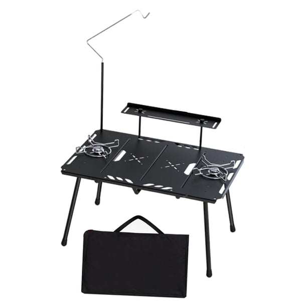 Mesa de camping, mesa de picnic plegable, portátil, estable y espaciosa, de acero al carbono, accesorios para senderismo, patio, terraza, etc.