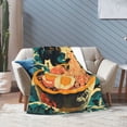 thumbnail image 5 of Kawaii Anime Black Cat Ramen Blanket, Japanese Food Art, Soft Flannel Fleece, Gift for Anime Fans 50x40, 5 of 6