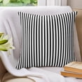 thumbnail image 3 of Pillow Covers 18x18 Set of 2, Black White Vertical Striped Throw Pillow Covers Decorative Couch Cushion Cover, Farmhouse Thin Line Stripes Microfiber Soft Pillowcases for Bedroom Living Room Sofa, 3 of 9