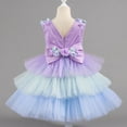 thumbnail image 4 of SERTG Little Girls' Party Dress Sheer Paneled Skirt with Back Zipper Short Sleeve Round Neck Princesse Outfit for 6 Months-4 Years(Purple,2 Years), 4 of 6