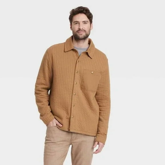 NEW Goodfellow & Co™ Men's Quilted Knit Shirt Jacket Brown