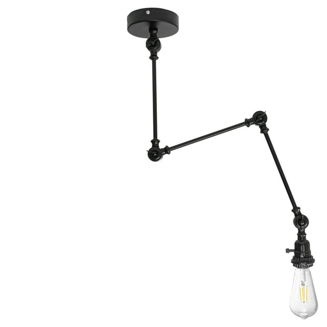 FSLiving RV Angle Adjustable Swing Arm Wall Light with 3-Way Socket 12V Retro Black Decorative Light Ceiling Light Hallway Light Fixtures Ceiling Mount,E26 Semi Flush Mount for RV Camper - 1 Light