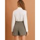 thumbnail image 5 of Pantalones Cortos Allegra K A Cuadros Estilo Preppy Retro Pierna Ancha Cintura Alta Caqui M, 5 of 6