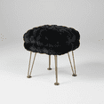 thumbnail image 2 of Home Soft Things Fox Faux Fur Pouf Stool Ottoman - Pirate Black - 17x17x17", 2 of 11