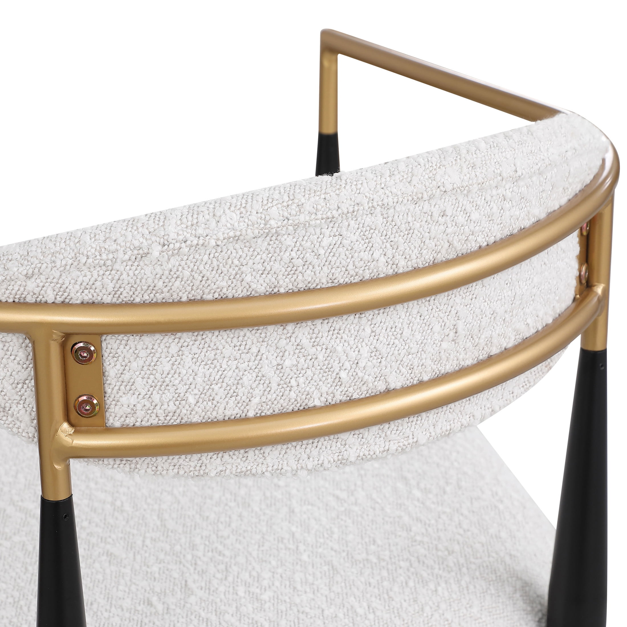Noble House Boise Barnes Modern Glam Beige, Black, & Gold Colored Cushioned Bar Stool