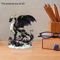 thumbnail image 2 of Rirozkan Dragon Statue, Black Gold Bohemian Rose 2D Acrylic Art, Mythical Creature Decorative Showpiece for Home Office Decor, White, 2 of 4
