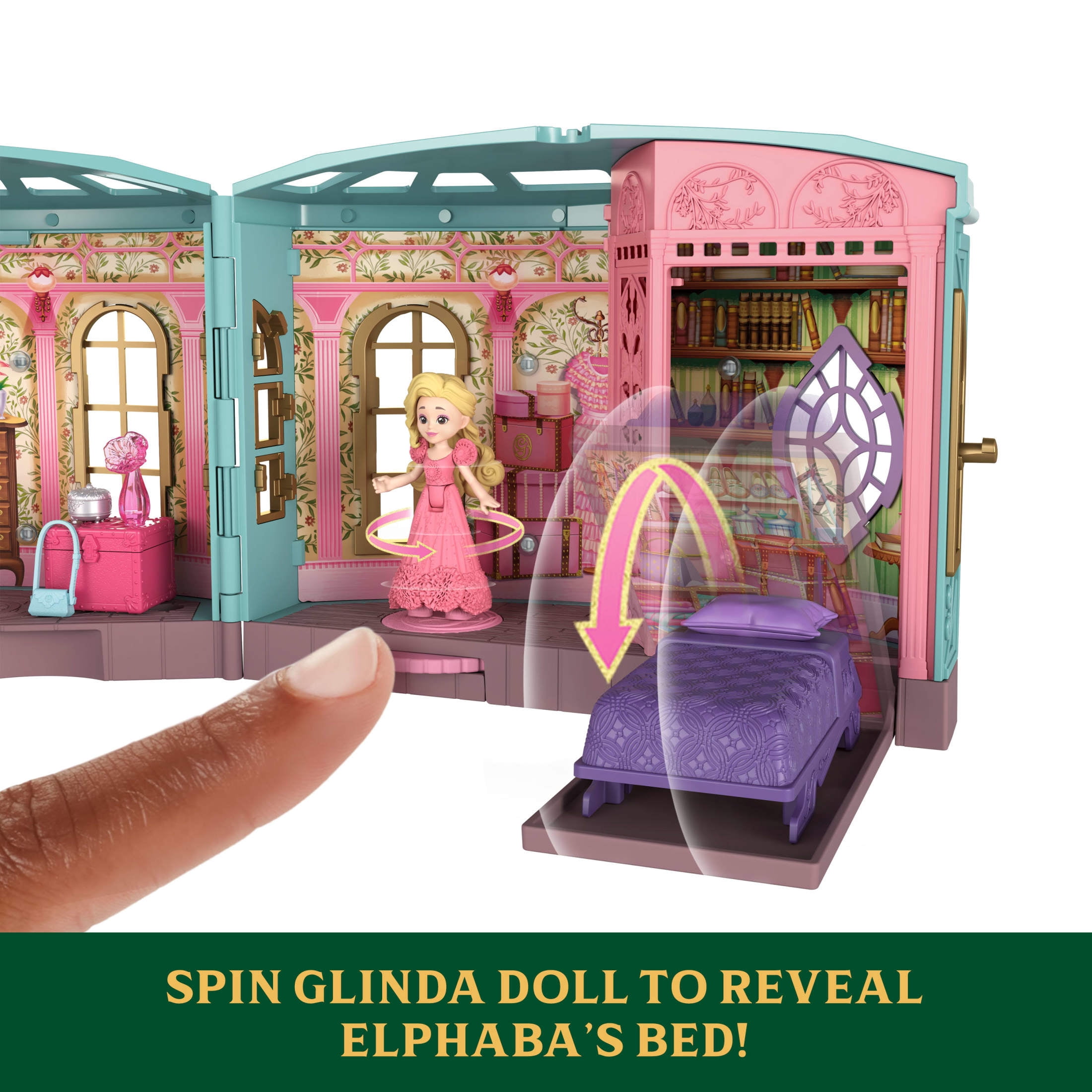 Universal Pictures' Wicked So Popular Dorm Small Doll Playset with 3 Play Spaces & 10 Total Pieces