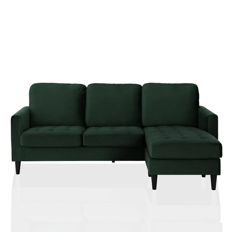 CosmoLiving Strummer Reversible Sectional Sofa Couch, Green Velvet