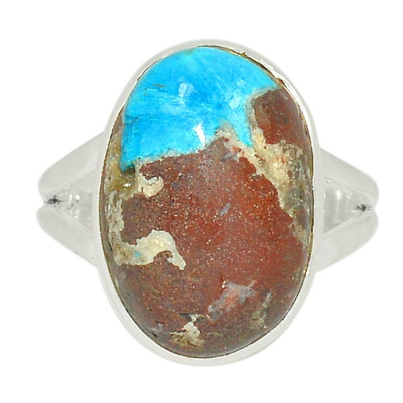Natural Cavansite Crystal Cabochon 925 Silver Jewelry Rings.8 ALLR-16596
