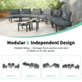 thumbnail image 3 of Harper & Bright Designs Outdoor Half-Moon Sectional Sofa with 2 Adjustable Tempered Glass Coffee Tables, 8 Pieces Patio Furniture Conversation Set with PE Rattan & Steel Frame, Gray, 3 of 16