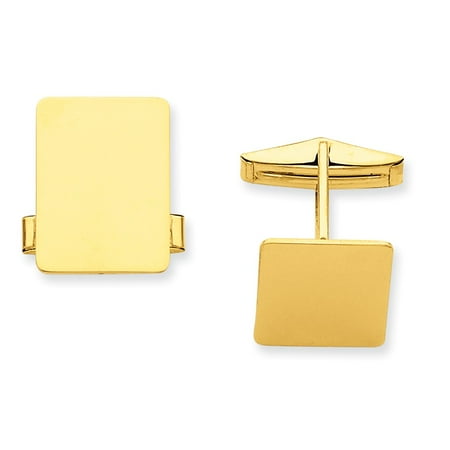Diamond Rectangular Cufflinks - 14K Yellow Gold Rectangular Cuff Links