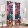 thumbnail image 6 of Monsters Colorful Blackout Curtain Panels Drapes Privacy Assured with Light Filtering Curtains for Living room Bedroom Bathroom Window, 6 of 6