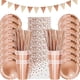 thumbnail image 2 of Juego de vajilla desechable para fiesta de oro rosa, plato y vaso de papel para niños y adultos, decoración para fiesta de cumpleaños, boda, despedida de soltera, Baby Shower, 2 of 4