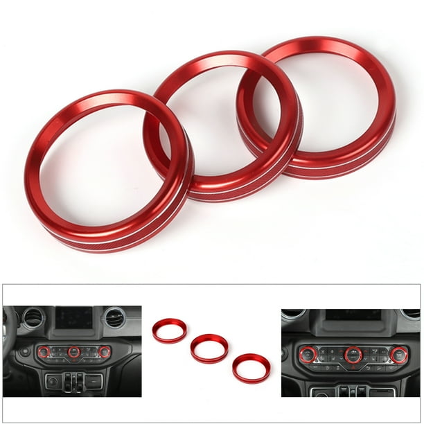 3PCS Aluminum AC Climate Control Ring Knob Covers For Jeep