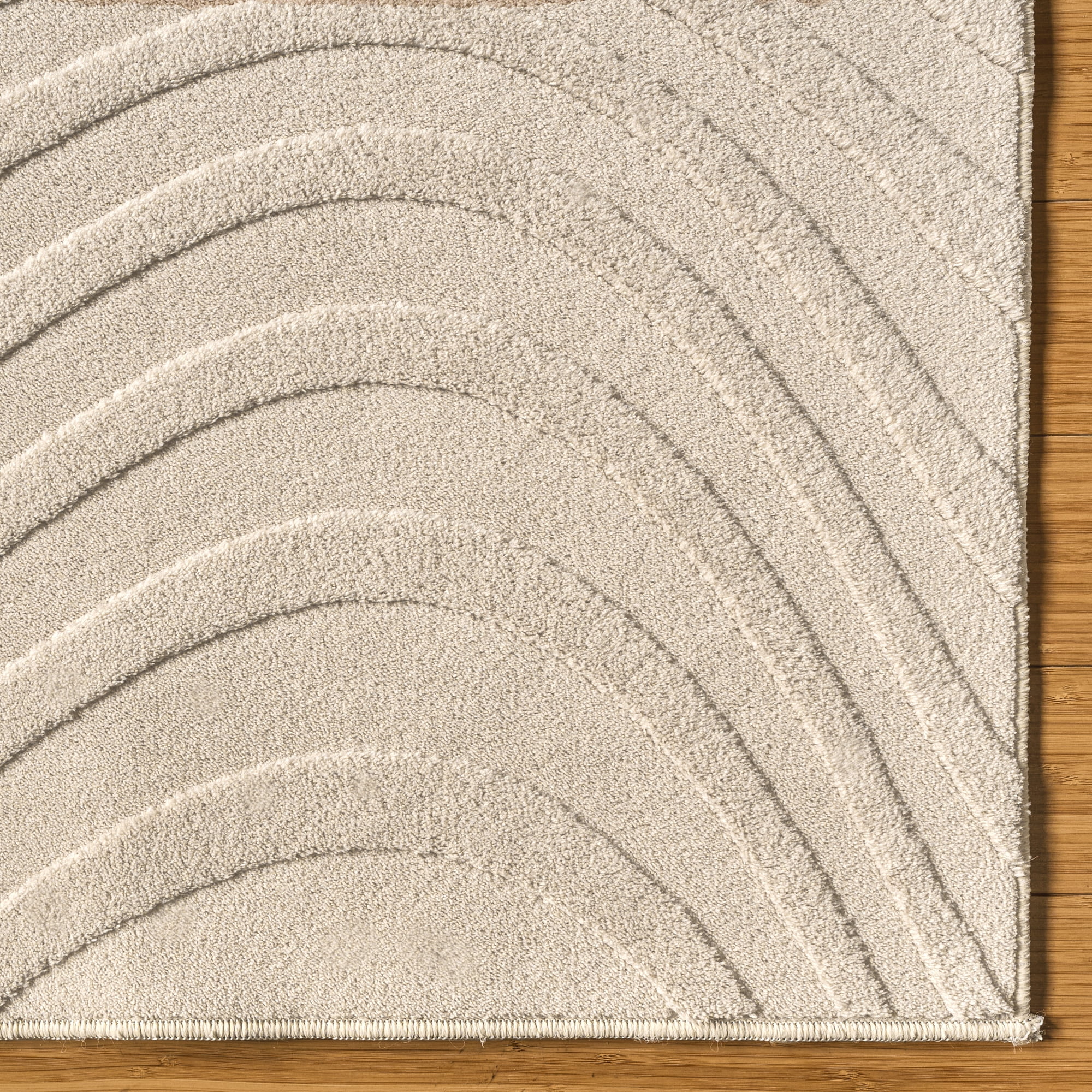 Vida Lomira Shag Striped Beige Area Rug, 5x8