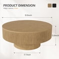thumbnail image 5 of Gelloan 31.5" Round Fluted Coffee Table, Modern Wood Circle Coffee Table, Veneer Handcrafted Relief Tea Table for Living Room,Natural, 5 of 8