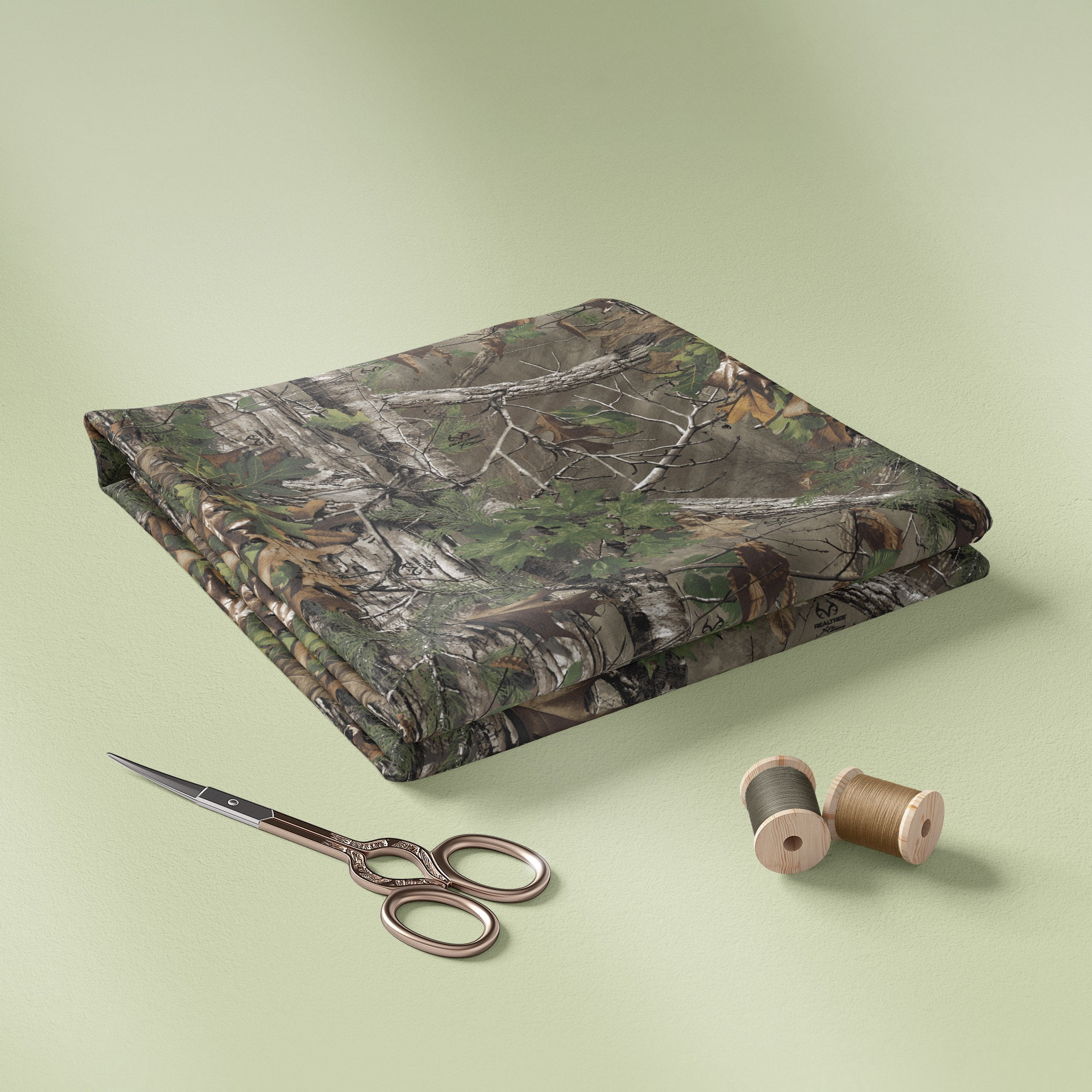(4 pack) Real Tree 100% Cotton Camo, Green, 18" x 21" for Quilting & Sewing, 1 Each