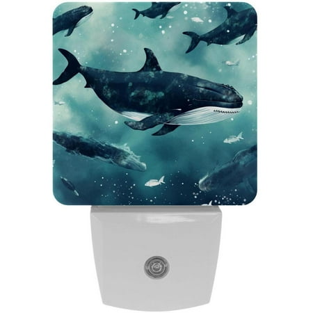 

Ocean Whale Art Vintage Pattern LED Night Lights Dusk To Dawn Smart Sensor 0.5W Plug-In Night Lights Lamp For Bedroom Bathroom Kitchen Hallway Stairs 2Pack