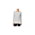 thumbnail image 1 of Kensie Womens Ruffled Contrast Pullover Sweater, Grey, Large, 1 of 1