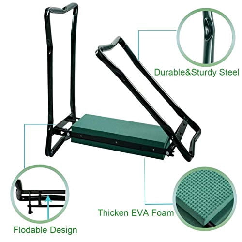 Folding Garden Kneeler and Seat with Tool Pouch Bag Thick Kneeling Pads Soft Decorative Garden Stools Workseats Portable Outdoor Foldable Kneeler Tools