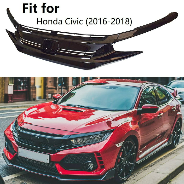 Skeptisk Calamity koncept Front Grill Gloss Black Grille Fit for Honda Civic (2016-2018) - Walmart.com