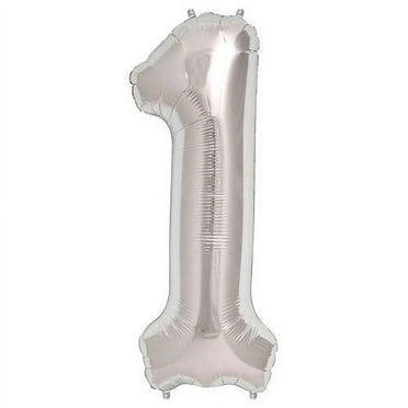Number 1 Balloon, 32.5", Silver