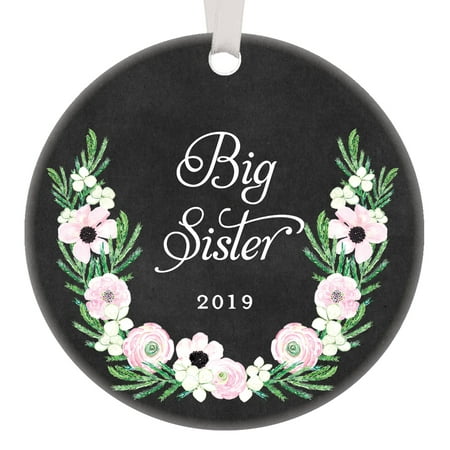 Big Sister Gifts 2019, First Christmas as a Big Sister Ornament, Little Girl Child Daughter 1st Xmas Newborn Present 3