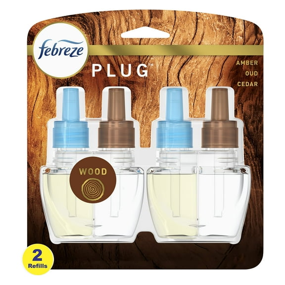 Febreze Origins Fade Defy Plug Air Freshener & Odor Fighter, Wood, (2) .87 Fl. Oz. Oil Refills