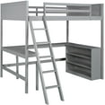 thumbnail image 4 of Harper & Bright Designs Twin Size Loft Bed with Desk, Wooden Loft Bed Frame with Ladder & Shelves (Twin Loft with Ladder, Gray), 4 of 8