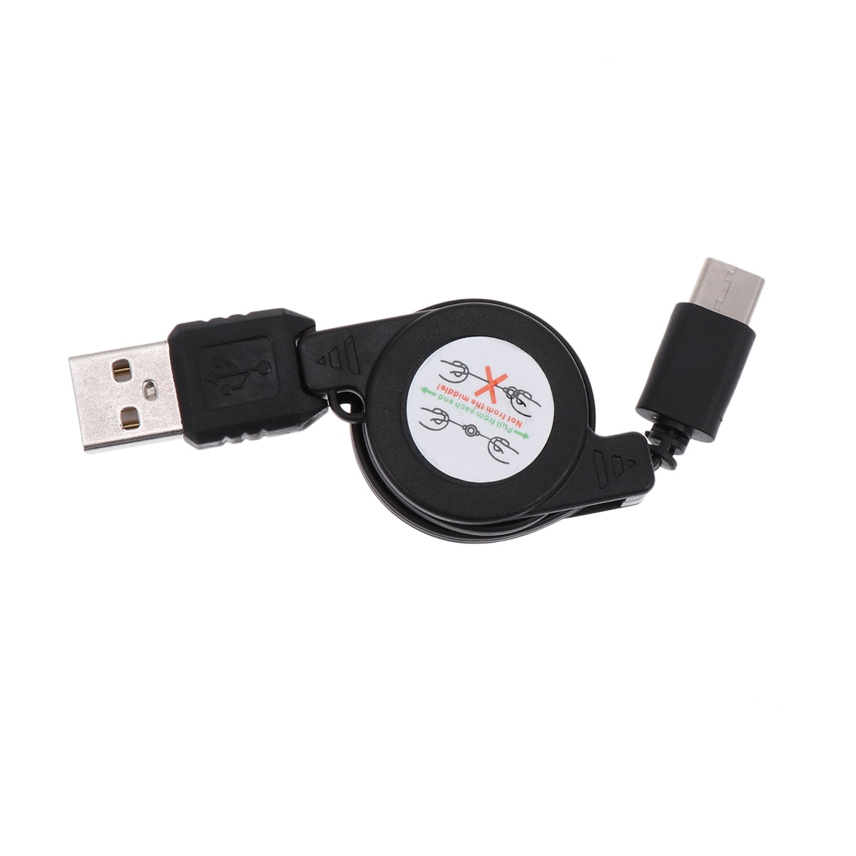 USB 3.1 Charging Cable Retractable Type-C Fast Charging Cord Portable High Charger Cable for Android Phones (Black)