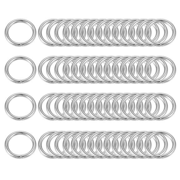 Metal O Rings, 60 Pack 10mm(0.39") ID 1.6mm Thickness Multi-Purpose Non Welded O-Ring Buckle, Silver Tone