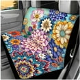 thumbnail image 3 of KUIFORTI Boho Floral 14 Pcs Auto Seat Covers Car Headrest Protectors Auto Center Console Armrest Pad with Wristlet Keychain Stretch Polyester Fabric Cover for Cars SUV Sedans, 3 of 7