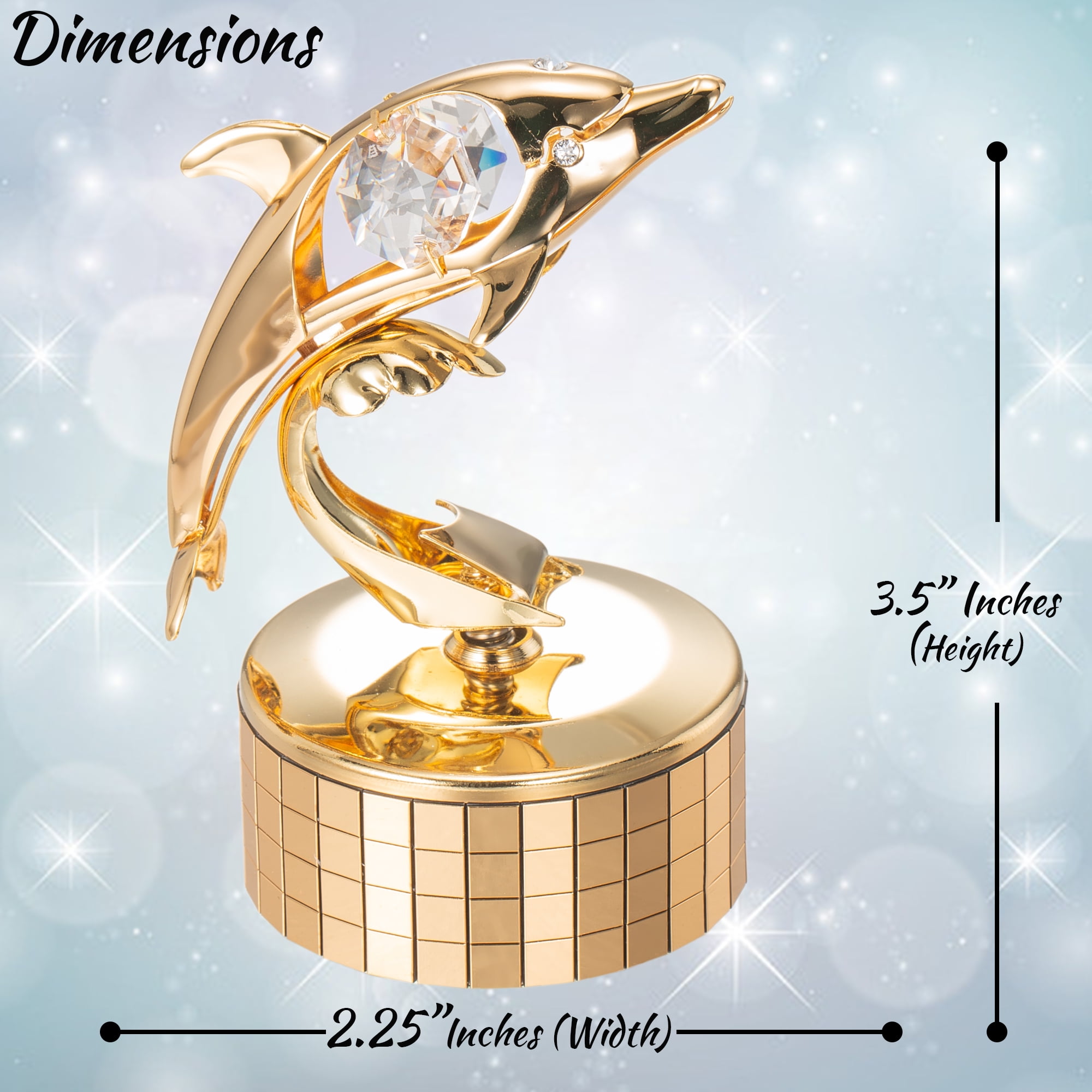 Matashi 24k Gold Plated Music Box Plays You Are My Sunshine W Crystals Dolphin Figurine Tabletop Showpiece Gift For Mother S Day Christmas Valentine S Day Birthday Anniversary Gift For Mom Walmart Com