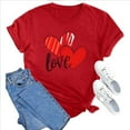 thumbnail image 4 of Mifsaly Valentine's Shirts for Women Bright Heart Print Shirt Loose Crewneck Short Sleeve Tops Pullover Girlfriend Gifts Blouse Funny Festival Party T-Shirt Spring Summer Fashion Teacher Outfits S, 4 of 8
