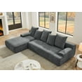 thumbnail image 3 of 110" Modular Sectional Sofa, Boneless L-Shape Cloud Couch with 30" Deep Seat, Modern Upholstered Velvet Compressed Sofa with Chaise for Living Room, Grey, 3 of 7