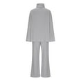 thumbnail image 6 of YUGYXL Women's 2 Piece Outfits Long Sleeve Turtleneck Knit Pullover Sweater and Wide Leg Pants Sweatsuit Tracksuit Sets Gray XL, 6 of 8