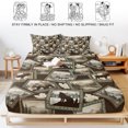 thumbnail image 5 of Queen Size Fitted Sheet Set - Moose Bear Icons 3 Piece Bedding Sets 16" Deep Pocket Fitted Sheet with 2 Pillowcases, Rustic Vintage Brown Forest Scenic Frames Brushed Microfiber Hotel Bed Sheets, 5 of 9
