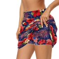 thumbnail image 2 of KEIAHUAN 250th Anniversary Women's American Flag Athletic Skirt Moisture Wicking Floral Print Golf Skorts Breathable Golf Skirt with Shorts High Waisted Tennis Skorts with Shorts and Pockets, 2 of 7