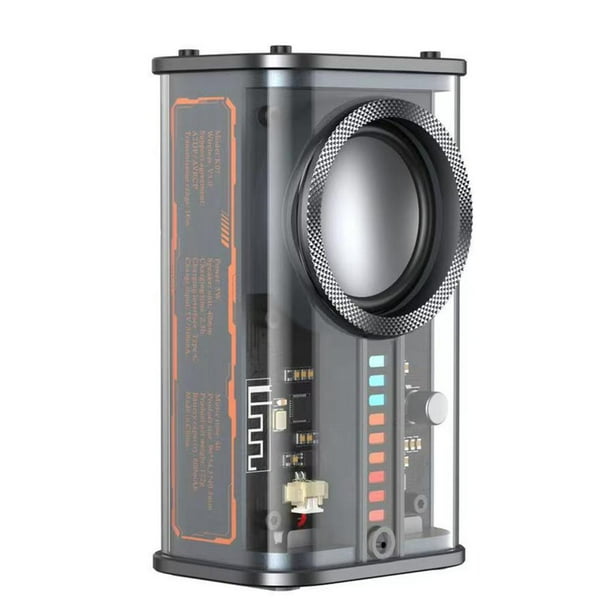 Transparente Mecha USB Inalámbrico TWS Altavoz Bluetooth-compatible 5.0 (Negro)
