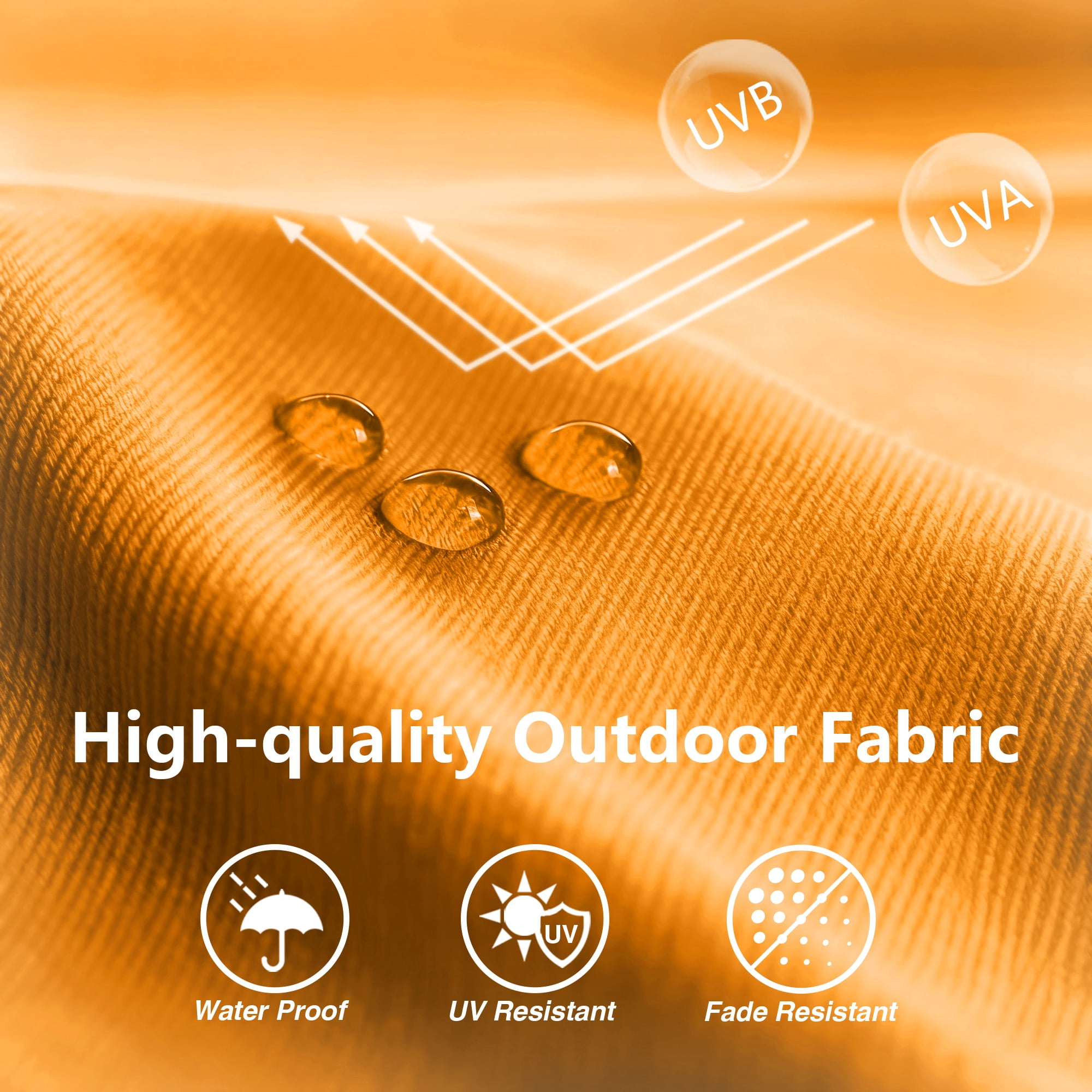 Abble 10x6.5ft Rectangular Patio Umbrella with Crank Handle, Outdoor Market Umbrella with 6 Sturdy Umbrella Ribs, Waterproof, Orange