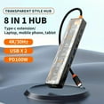 thumbnail image 2 of 8 In1 Transparent USB-C Docking Station Adapter with HDTV, USB3.0, PD Charging, SD/TF2.0, 100M Ports, 2 of 7
