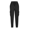 thumbnail image 6 of BADHUB Women's Quick Dry Hiking Cargo Pants Lightweight Athletic Workout Jogger Pants Drawstring Tapered Leg Sweatpants with Pockets on Clearance Black,XXL, 6 of 7