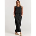 thumbnail image 6 of EASYBRAUS Women Sleeveless Pleated Vest and Cropped Wide Leg Pants Set Summer 2025 Casual Outfit S-3XL, 6 of 10