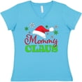 thumbnail image 3 of Inktastic Mommy Claus with Christmas Santa Hat and Snowflakes Women's V-Neck T-Shirt, 3 of 5