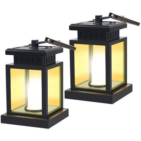 Patio Umbrella Lights Outdoor Waterproof Led Candle Lantern Decorated On Umbrella Tree Shepherd S Hooks Yellow Light Pack Of 2 Walmart Canada
