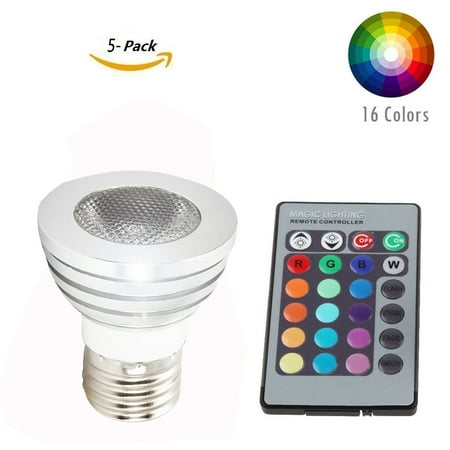Magic Lightbulb Zimtown 5-Pack E27 5W RGB Light Bulb 85-265V LED Magic Lamp Bulb + IR Remote Control, 16 Colors Changing Dimmable RGB LED Light Bulb ()
