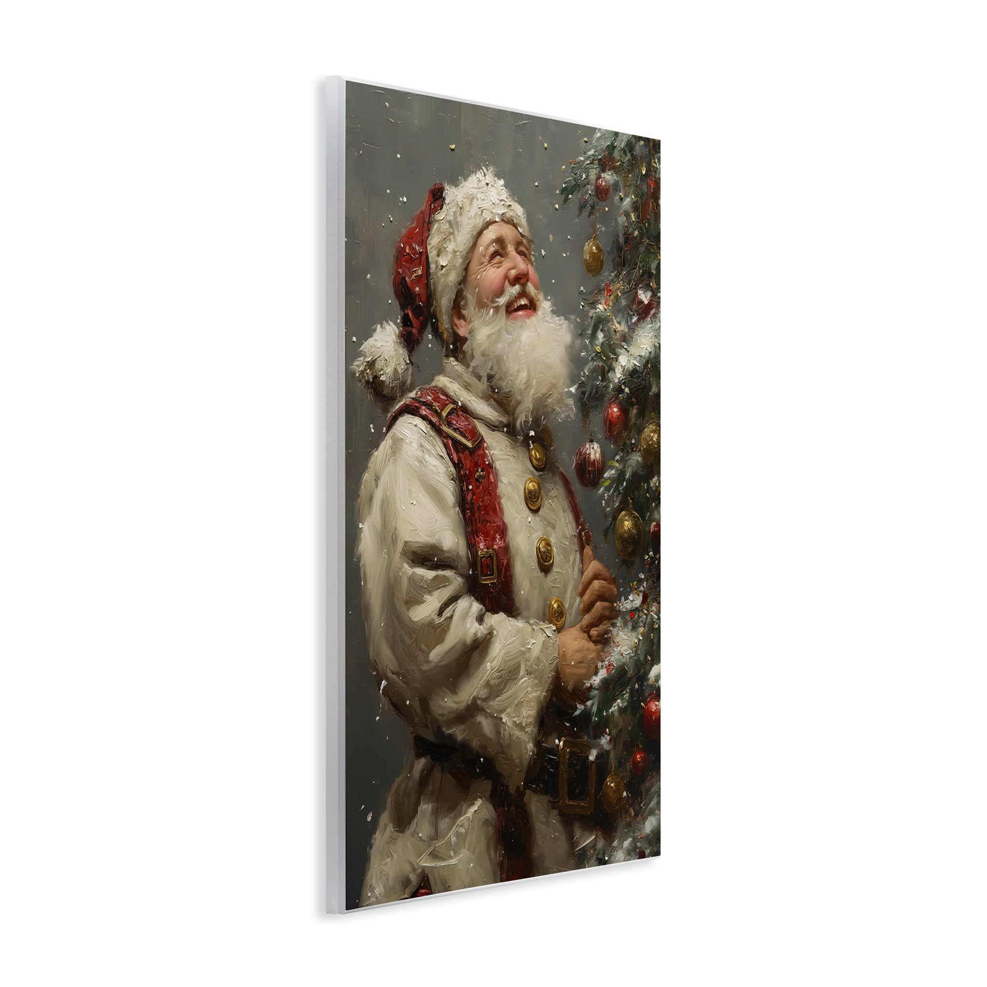 Stupell Industries Happy Santa & Tree Holiday Painting Unframed Art Print Wall Art, 10 x 15